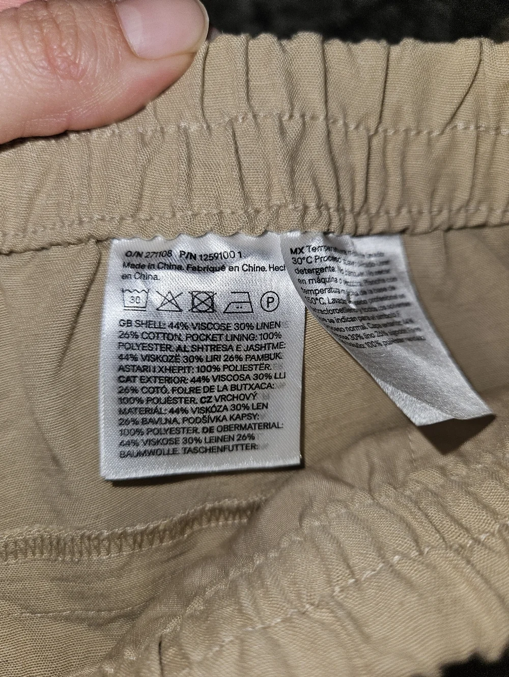 NWT H&M Womens Pull On Elastic-Waist Light Tan Wide Leg Linen Blend Pants SZ Med